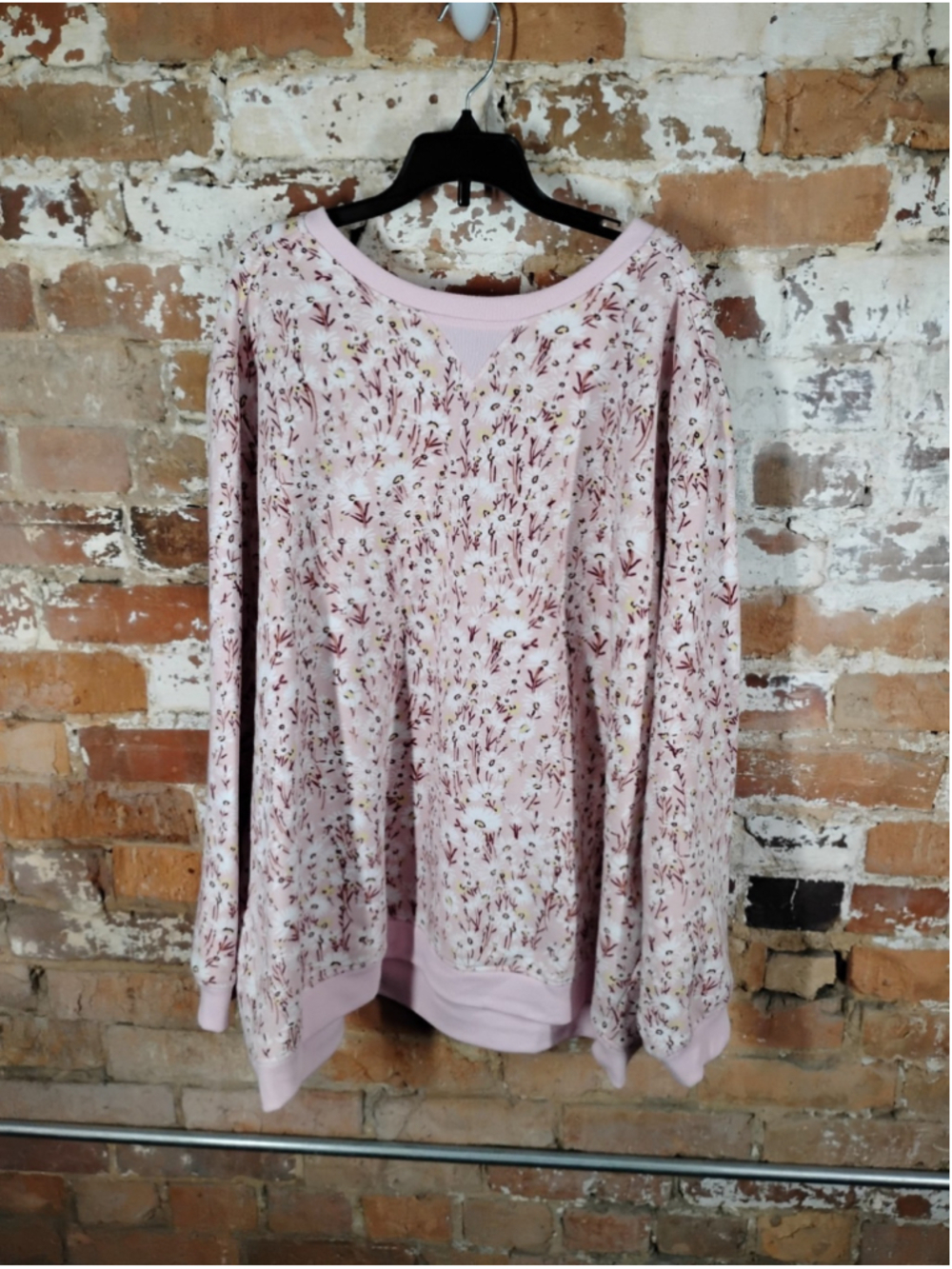 Karen Scott Sport Women's Crewneck Pullover Sweatshirt Pink Floral Plus Size 3X